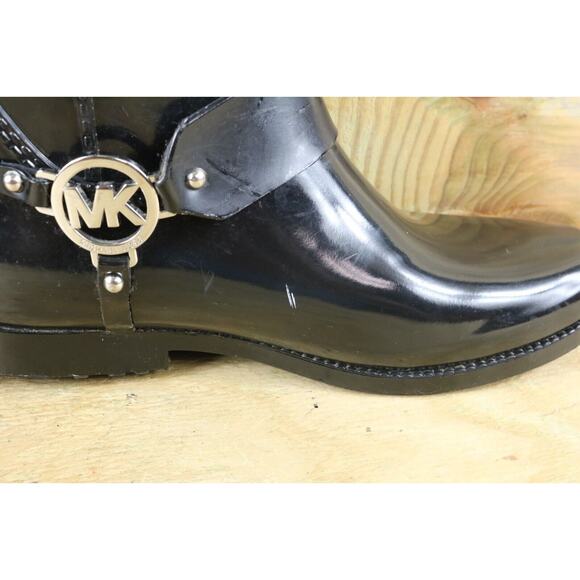 Michael Kors Boots Womens 9M Black Brown Multi Fulton Harness Rain Boots Tall - Picture 10 of 10